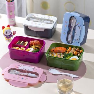 Microwaveable Plastic Bento <b>Lunch</b> Box <b>Set</b> Cute School Student Office Worker <b>Lunch</b> Box with Lids Includes Water Bottle - Product Image 4