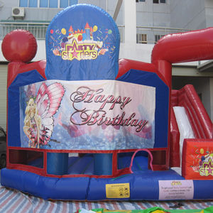 Château gonflable à thème avec toboggan pour location de fête ou événements - Product Image 1