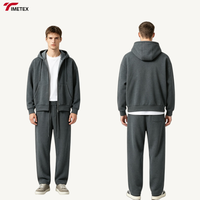 Ensemble de survêtement technique en molleton 2 pièces TIMETEX pour homme, avec sweat à capuche zippé et pantalon droit, style streetwear décontracté, collection printemps, vente en gros OEM