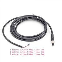 Konektor Tahan Air M8 3/4/5/6/8 Pin Male Female Circular Plug Kabel Overmolded PUR Terlindungi/Tidak Terlindungi 1/2/5 Meter