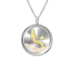 2022 mermaid grit sands charms stainless steel jewelry necklace set locket women locket pendant photos