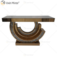 Vente Directe Usine Table Console Miroir Moderne de Luxe 3C LED Meuble de Salon pour Hôtels en Verre
