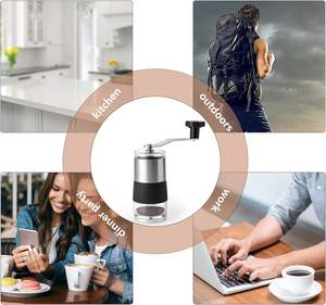 Moulin à café manuel portable en acier inoxydable personnalisé, petit moulin à café avec réglage de la finesse de broyage externe en céramique - Product Image 6