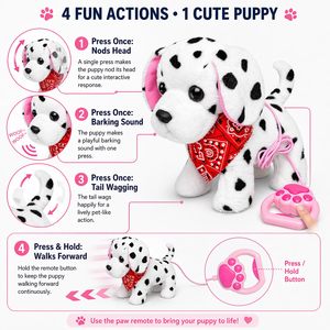 Juguete Interactivo de Peluche de Dálmata, Perro Caminante a Pilas, Cachorro que Ladra, Mueve la Cola y Camina, Animal de Peluche Suave para Niños Mayores de 3 Años - Product Image 4