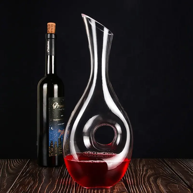 Glass Decanter HUAHANGNA 1400ml/47oz Red Wine Glasses Decanter Carafe Wholesale Unique Snails Design Glass Wine Decanter