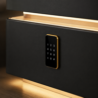 Table de chevet intelligente moderne pour chambre à coucher avec lampe LED flottante 3 couleurs, charge sans fil et USB, haut-parleur Bluetooth et verrouillage