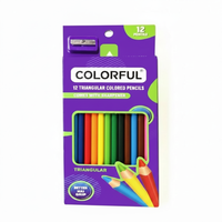 Ensemble de crayons de couleur triangulaires de 12 couleurs avec taille-crayon pour enfants, dessin artistique scolaire, logo personnalisé disponible