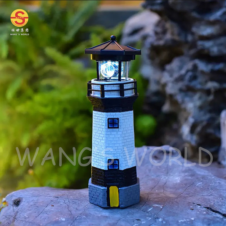 Outdoor Waterproof Solar Rotating Lighthouse Warm