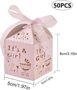 50 pièces découpées au Laser bébé filles douche fête boîte à bonbons c'est une fille cadeau boîte à bonbons baptême faveur boîtes sac d'emballage creux - Product Image 3