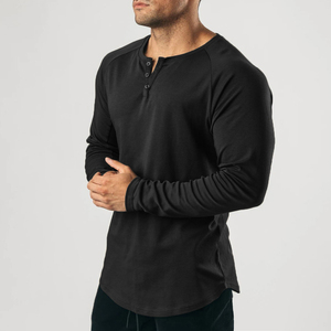 Camiseta Henley Vintage de <span class=keywords><strong>Manga</strong></span> <span class=keywords><strong>Larga</strong></span> para <span class=keywords><strong>Hombre</strong></span>, Cárdigan de Algodón Elástico Ligero con Cuello en V para Deportes, Capa Base de Fitness - Product Image 6
