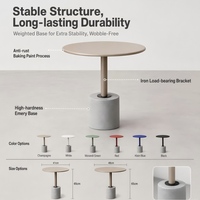 Table d'appoint ronde stable avec piétement en ciment, plateau en métal antirouille pour café, intérieur et extérieur