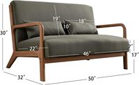 Sofá de Dos Plazas de Madera Tapizado de 50 Pulgadas, Estilo Moderno para Apartamento, Silla de Acento, Muebles RJH Modelo 2308