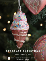 Ensemble d'ornements de Noël en or rose, cœur, cône, pomme de pin, flocons de neige, paillettes, boule décorative à suspendre pour l'arbre, fournitures de fêtes