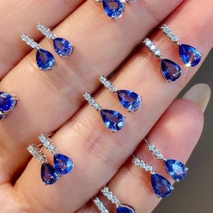 Xinfly 18K Gold Fine Jewelry Natural Sapphire Drop Shape <b>Earrings</b> <b>Cute</b> Style for Wedding Party or Gift - Product Image 3