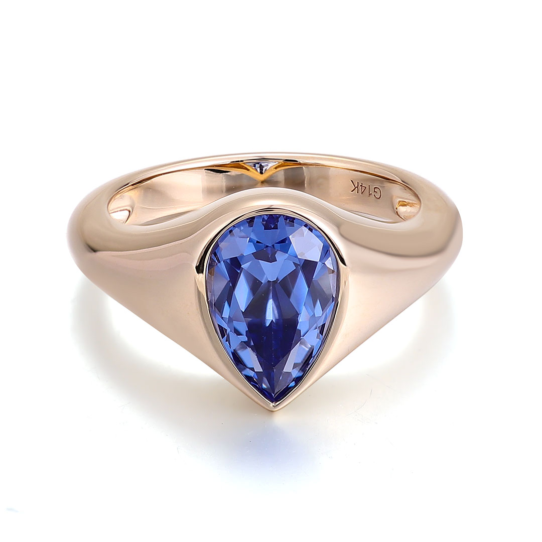 แหวนอัญมณีแล็บโกลด์ 10K สีเหลือง