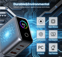 Chargeur rapide Tommox 65w avec écran, type ordinateur portable, USB C, prise UK, station de charge rapide pour téléphone portable, chargeur mural universel Gan pour tablette