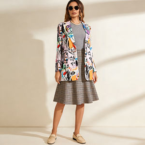2026 Abstract Graffiti Print Open-Front Lightweight Blazers for Urban Street Casual Daily Wear Office <b>Weekend</b> Getaways for <b>lady</b> - Product Image 2