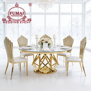 Mesa de Comedor Moderna de Lujo para Hotel con Vidrio Templado y Estructura de Acero Inoxidable, Mesa Redonda de Centro de Alta Gama - Product Image 2