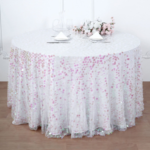 Mantel redondo navideño poliéster bordado lentejuelas iridiscente cubierta <span class=keywords><strong>de</strong></span> mesa <span class=keywords><strong>de</strong></span> fiesta - Product Image 4