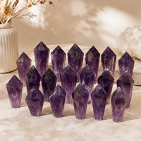 Sceptre miniature en améthyste de 8-9 cm, baguette de cristal polie, pointe de pierre précieuse violette pour la décoration intérieure, la méditation, la collection ou comme cadeau