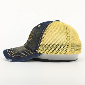 Custom High Quality 6 Panel Embroidery Logo Washed <strong>Distressed</strong> Denim Gorras,Worn Out Mesh Baseball <strong>Cap</strong>,Mens Jeans Dad Hat - Product Image 3