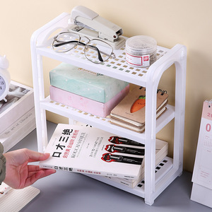 Three Tier <b>Desk</b> Storage Rack 3 Layers <b>Adjustable</b> Height For <b>Office</b> Student Desktop Organizer Girly Pink White Green - Product Image 3