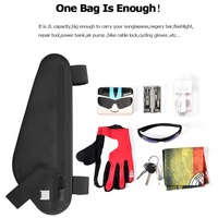 Sac de cadre de vélo en TPU imperméable, pochette de rangement triangulaire légère avec fermeture éclair pour le cyclisme et les voyages en extérieur
