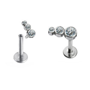 Usine ASTM F136 titane 16G anneau à lèvres 3 CZ & opale Labret corps Piercing bijoux en gros - Product Image 5