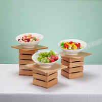 Support de présentation de desserts en bois massif, buffet, étagère pour pause-café, buffet froid, sushi, gâteau, table à collations, présentation, design moderne rustique