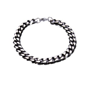 Men's <b>Titanium</b> Steel Cuban <b>Chain</b> Bracelet Black 18K Plated Fashion Jewelry For Everyday Wear - Product Image 5