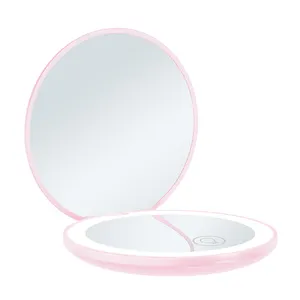 Fyd Oplaadbare Led Verlichte Zakspiegel Draagbare Aangepaste Logo Handheld Make-Up Spiegel Mini Spiegel Met Licht Voor Meisjes Make-Up