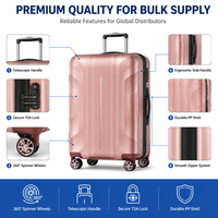 Valise trolley rigide en PP rose, bagage cabine à 4 roues pivotantes, 16, 18, 20 pouces, coque géométrique, vente en gros
