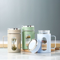 Approvisionnement direct de l'usine Tasse à eau chaude promotionnelle étanche Bouteilles d'eau en verre avec logo personnalisé pour le bureau avec poignée