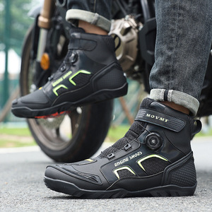 Botas de Motocicleta para Hombre y Mujer, de Cuero Genuino, Color Negro, a Media Pantorrilla, con Logotipo Personalizado, para Carreras Todoterreno y Viajes - Product Image 2