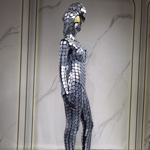 Venta <span class=keywords><strong>de</strong></span> fábrica Sexy Silver Cosplay Ropa reflectante Traje <span class=keywords><strong>de</strong></span> <span class=keywords><strong>serpiente</strong></span> con anteojos para <span class=keywords><strong>mujer</strong></span> para fiestas DJ Club Shows Ballroom Dance - Product Image 4