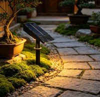 Projecteur solaire LED étanche pour drapeau de jardin, lumière chaude et brillante avec alimentation par panneau solaire