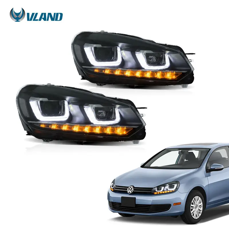 Farol de led para carro vw golf 6, acessório automotivo, lâmpada led com lente projetora golf6 mk6, dinâmica