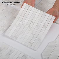 Mosaïque en marbre blanc Centurymosaic Capri Bianco, bande de mosaïque empilée, marbre naturel pour sol, mur, cuisine, salle de bain, vente en gros