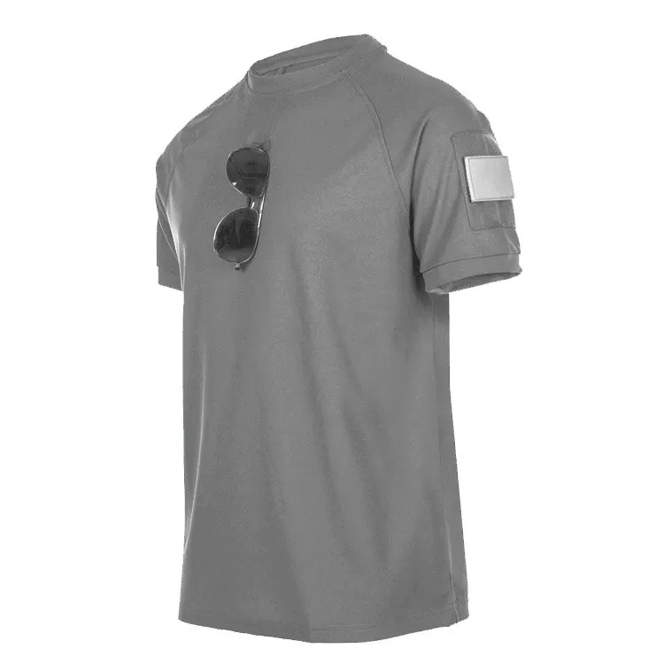 Vente en gros de t-shirt camouflage léger à manches courtes et col rond pour hommes chemise tactique d'entraînement en plein air