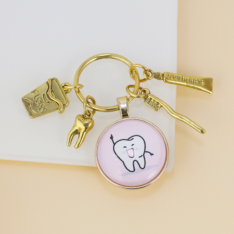 Новый персонализированный стеклянный брелок для зуб, Милая Мини зубная щетка, зубная паста, зуб, маленькая модель, сумка, аксессуары