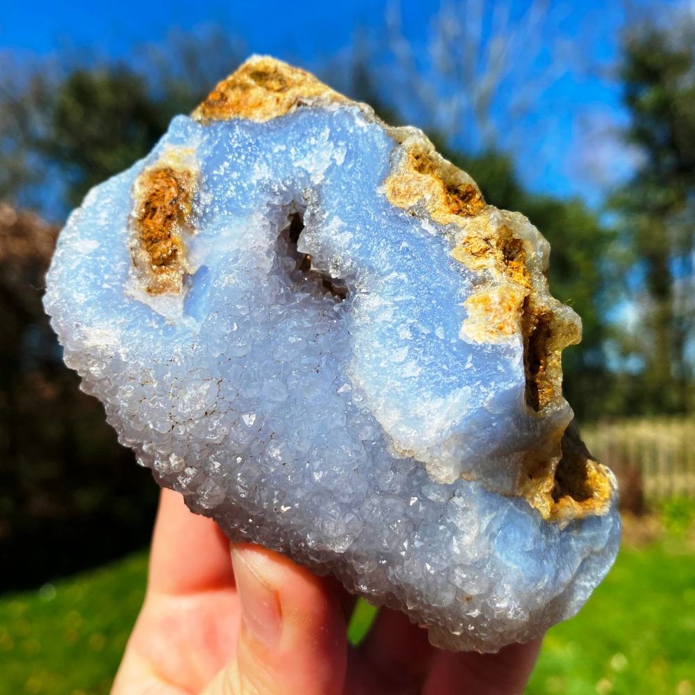 ตัวอย่างหินอาเกตลูกไม้สีน้ำเงิน