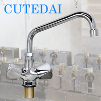 Beste Messing verchromt 9 Zoll Höhe Einloch 32mm Industrial Style 2 Handgelenk Griff Küchen armatur für Krankenhaus küche