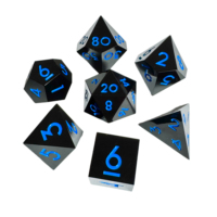 Dés polyédriques en résine noire à bords tranchants résistants aux rayures, couleur d'encre personnalisée D4-D20, pour D&D Pathfinder, fourniture OEM
