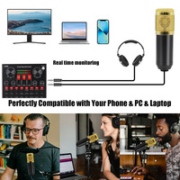 Kit de microphone à condensateur V8S BM800 avec carte son, mixeur audio USB, support de bureau pour PC mobile, streaming en direct, enregistrement de podcast