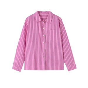 厂家女式条纹两件套休闲纽扣羽绒服短裤长裤拉绳睡衣配套套装 - Product Image 2