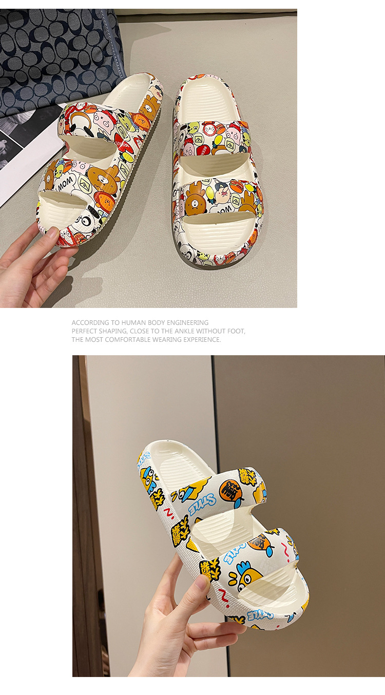Summer Women Printed Slides Shoes EVA Thick Soled Non Slip Slippers Sandals Men