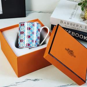 Luxury European Red and Blue Circle Bone China Coffee & <b>Tea</b> <b>Cup</b> & Saucer <b>Set</b> for Business Gifts - Product Image 4