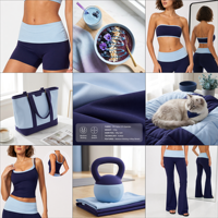 Soutien-gorge de sport bandeau sans bretelles pour femme, color block, avec bordure contrastante, style tube top, pour le yoga, la gym, le fitness et l'entraînement, vêtement de sport athlétique