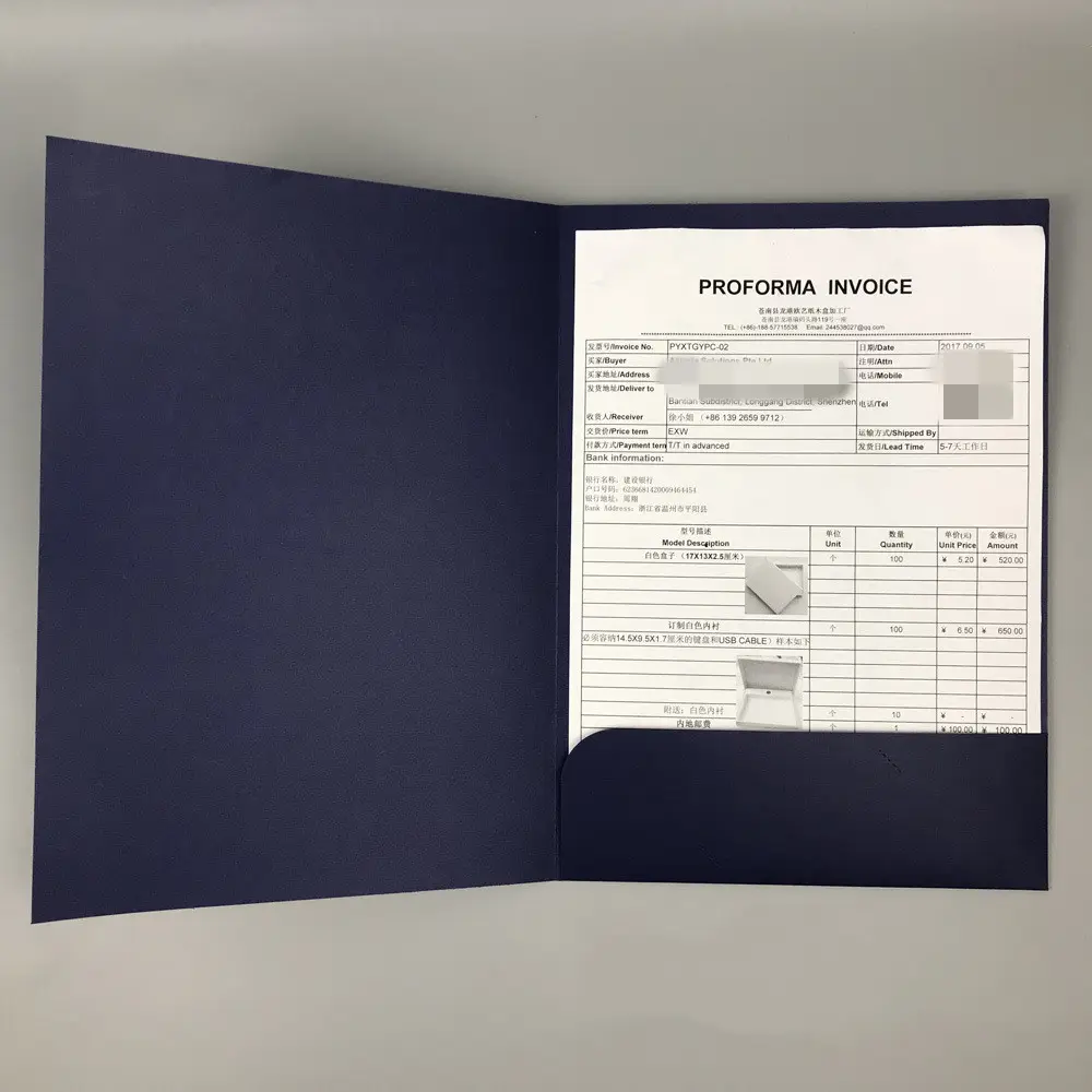 Custom Logo Papier Presentatiemappen Met Lage Moq A5 Of A4 Pocket Document Bestanden Mappen