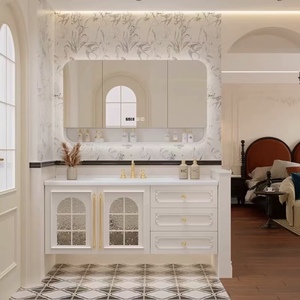 BALOM High Gloss White French Luxury Style Bathroom Cabinet Wood MDF Plywood Melamine Vanity with <b>Smart</b> <b>Mirror</b> OEM - Product Image 3